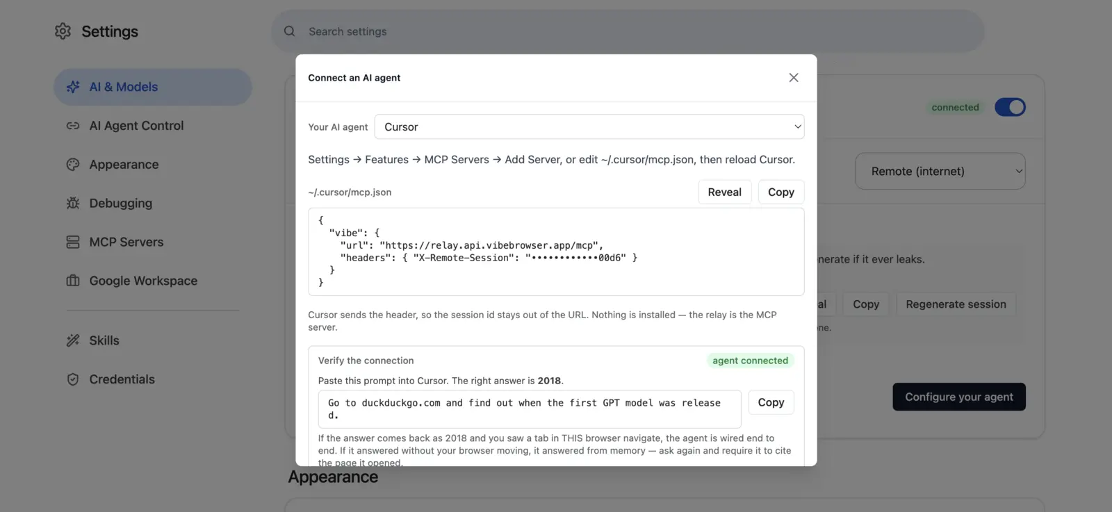 Cursor mcp.json configuration